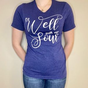 “It is well with my soul” navy t-shirt.